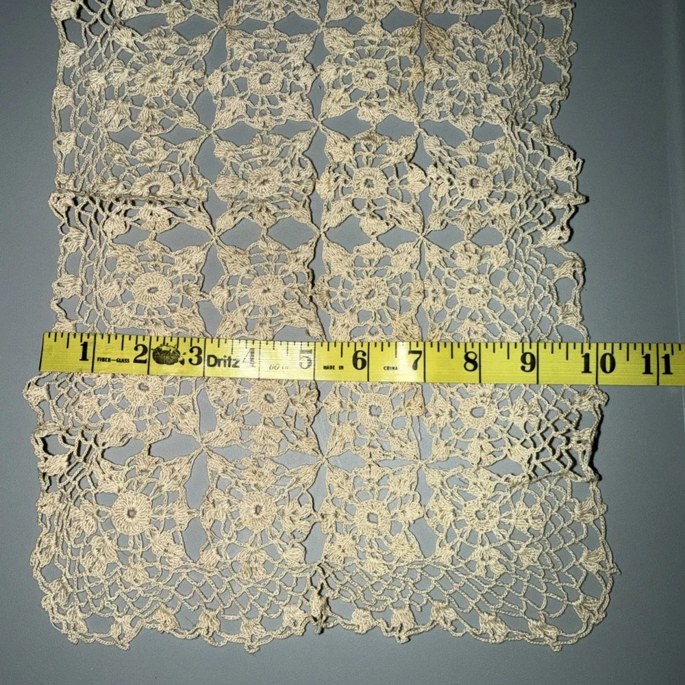 Handmade Crochet Ecru Doily Rectangle 10